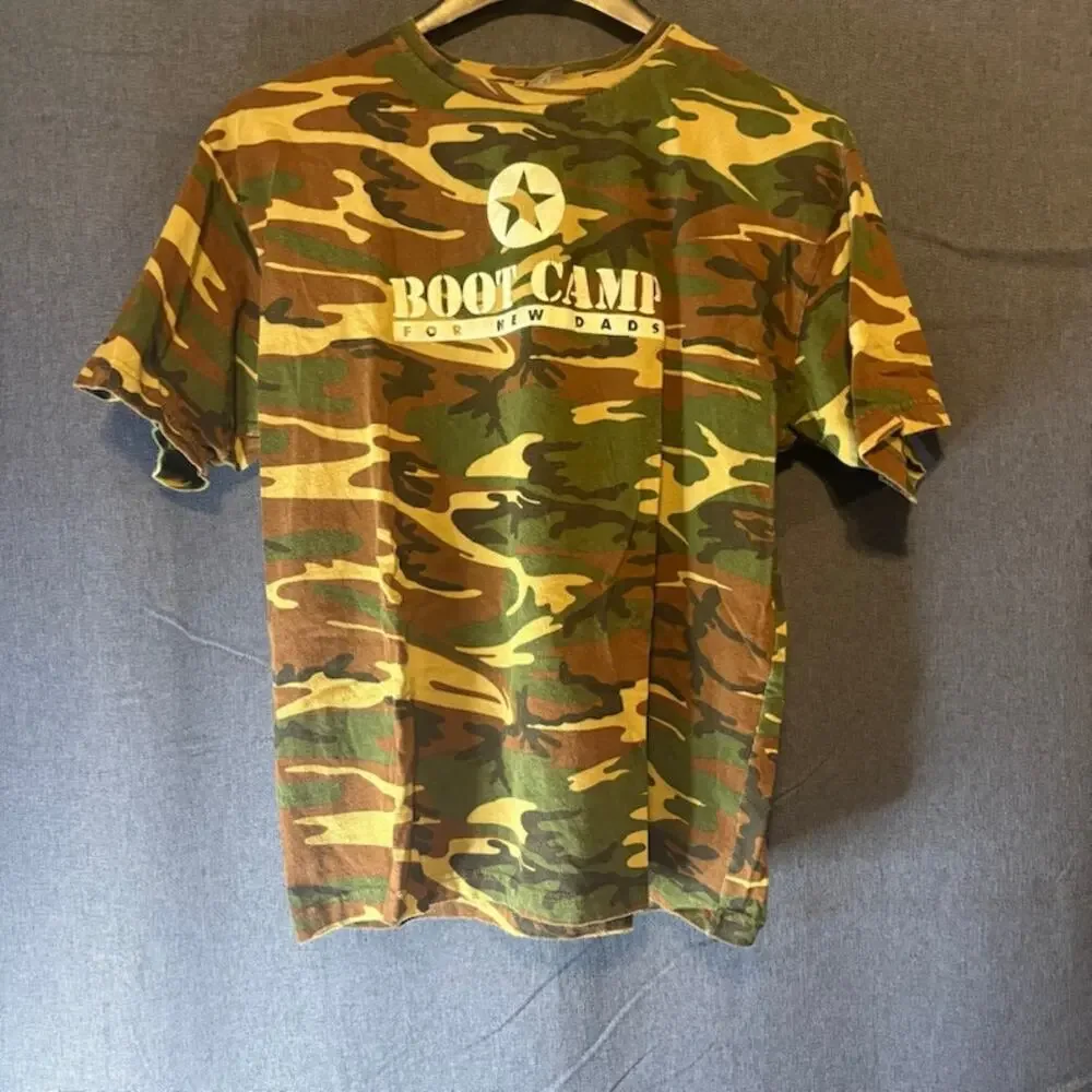 Boot Camp for New Dad Novelty Camo T-Shirt sz XL Fathers Day